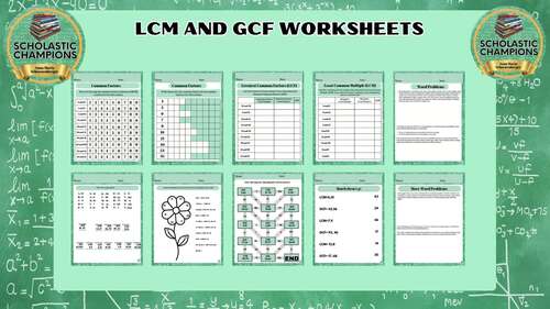 LEAST COMMON MULTIPLE (LCM) & GREATEST COMMON FACTOR (GCF) Math Worksheets