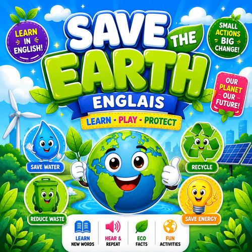 Preview of Save the Earth in English | Educational Video for Kids + FREE PDF.