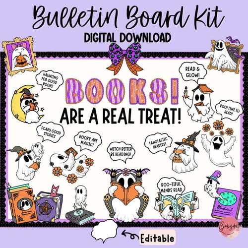 Halloween Reading Bulletin Board Kit | Editable Decor | Books Are A ...