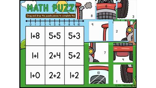 Farm Addition & Subtraction Within 10 Google Slides | Drag & Drop Math ...