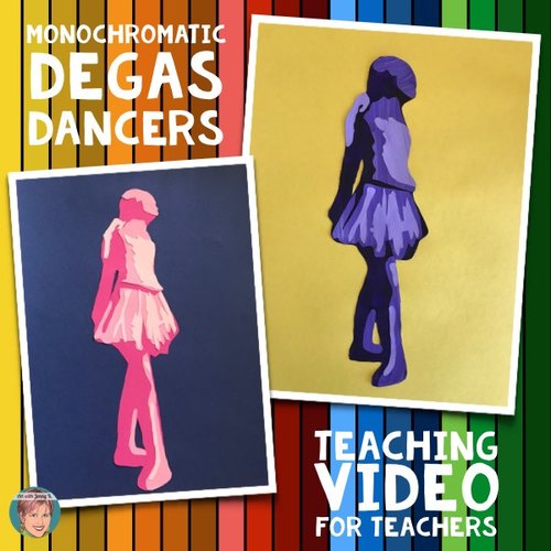 Preview of FREE Monochromatic Degas Dancer Teaching Video (templates included)