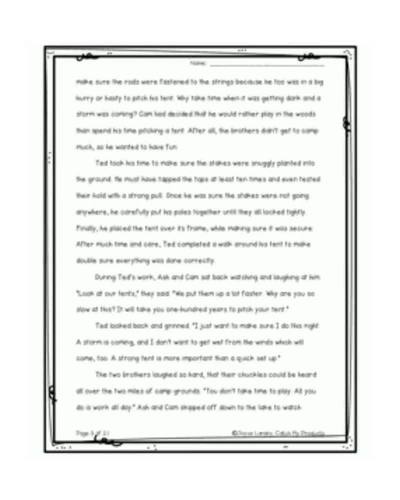 Reading Comprehension Passage and Questions Worksheets and Digital
