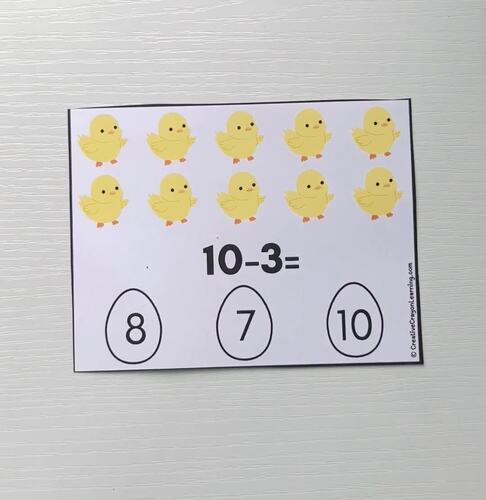 Kindergarten Spring & Easter Subtraction Math Center – Count & Cover ...