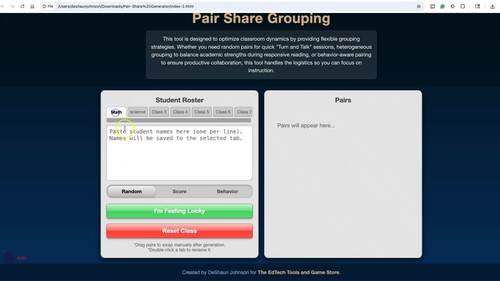 Ultimate Think-Pair-Share Generator | Offline HTML5 Tool | TPT
