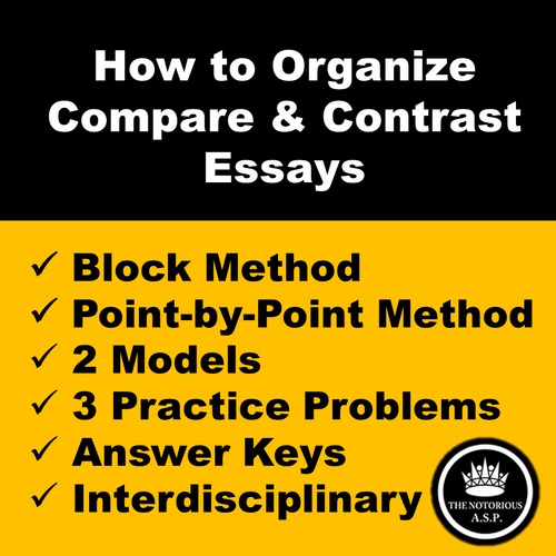 Preview of How to Organize a Compare and Contrast Essay. Block and Point-by-Point Methods