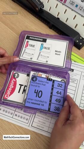 3rd Grade Rounding Math Task Cards & Math Mat Centers, Math Review & Practice
