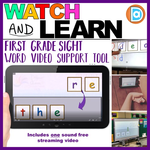 Preview of There | FREE Watch & Learn Sight Words, First Grade Sight Word Support Resource