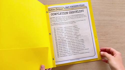 Fashion Designer Fast Finisher Files Activity Packet for Early Finishers