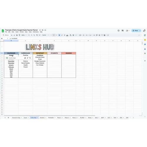 Boho Digital Google Sheets Teacher Planner: Editable Weekly Lesson Plan ...