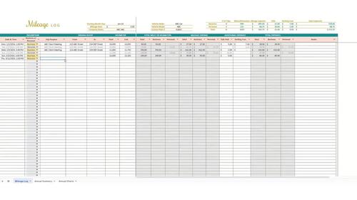 Mileage Log Google Sheets Spreadsheet - Business vs. Personal Expenses ...