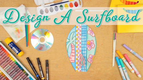 Preview of End of Year Activities: Surfboard Art Project, Roll-A-Dice Game, & Sub Plan Idea