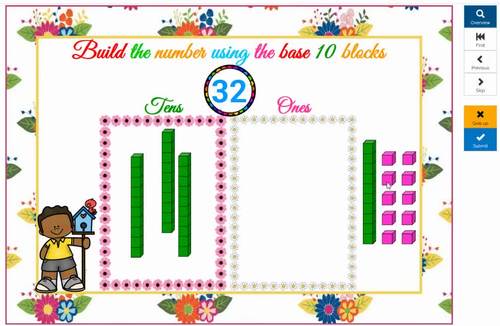 Spring Math Place Value to 100 Building Numbers Boom Cards 1st Grade Math