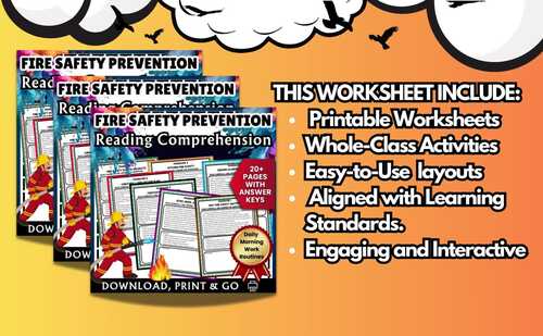 Fun Fire safety Prevention Reading Comprehension Activity Worksheets ...