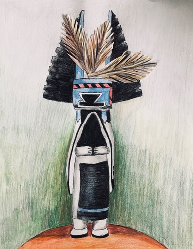 Preview of Georgia O'Keeffe inspired Kachina Doll drawing Video