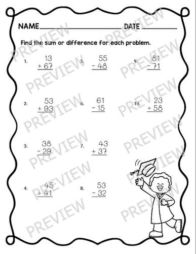 2-Digit Math Facts: Addition & Subtraction Worksheets (Regrouping Included)