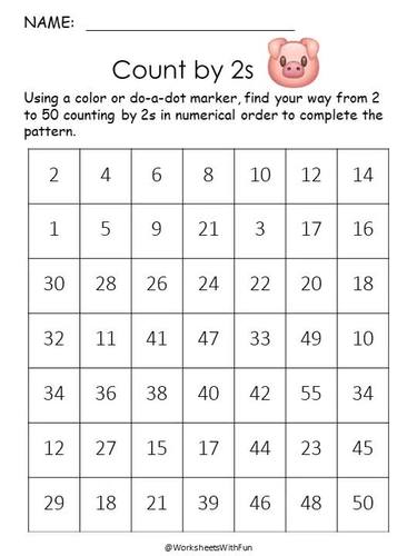 Skip Counting by 2, 5 and 10 Worksheets, Grade 1, Math Workbook, T-208