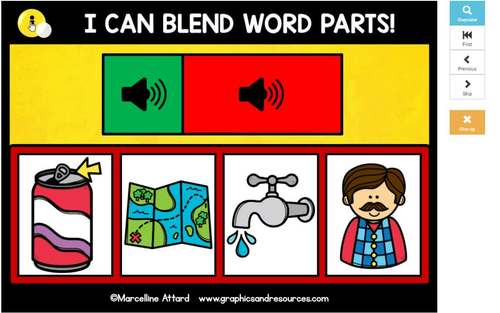 BLENDING CVC WORDS ONSET RIME PHONOLOGICAL AWARENESS BOOM CARDS