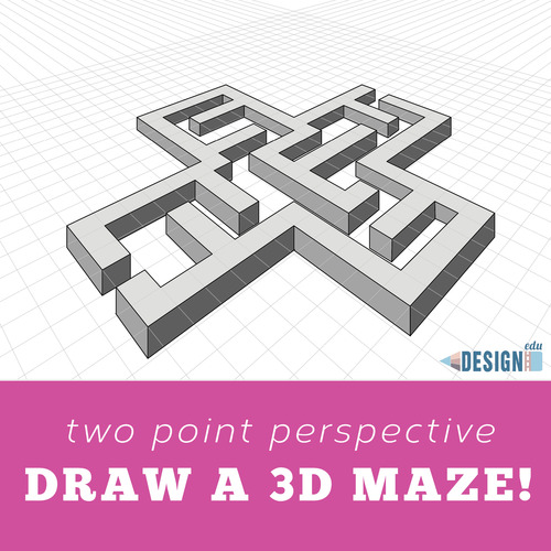 Preview of Draw a 3D maze! Two Point Perspective