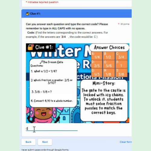3rd Grade Winter Math Escape Room | Ice Castle Fractions Mission Game ...