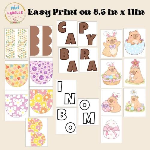 Spring Easter Bulletin Board Kit | Capybara Classroom Decor by Minilabell