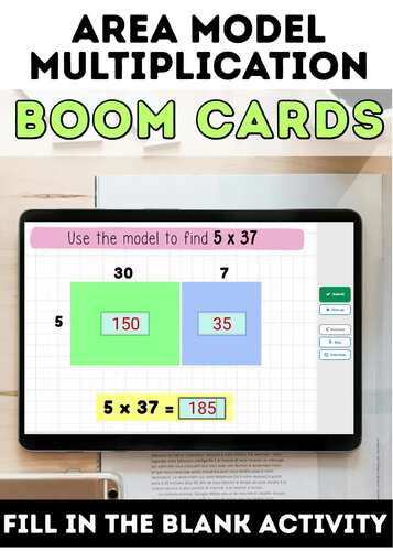 Area Model Multiplication | 1-Digit by 2-Digit | Boom Cards™