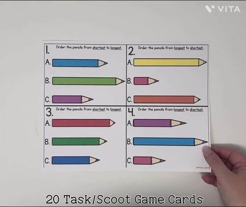 Order Objects by Length Comparing Measurement Scoot Game Task Cards ...