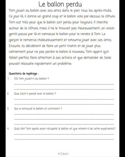 Compréhension en lecture | Repérage d'information | Primaire by Édukit