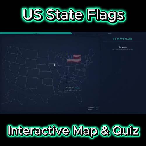 US State Flags Interactive Map & Quiz | 50 States Flag History Digital ...
