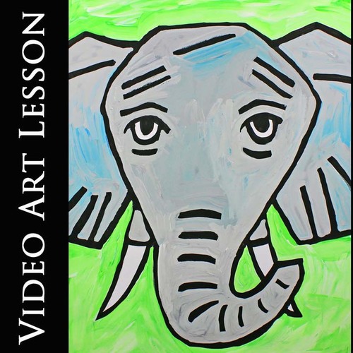 Preview of AFRICAN ELEPHANT Video Art Lesson | Drawing & Painting Project & Activity