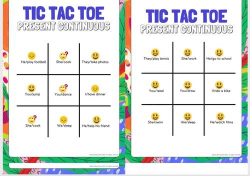 Present Continuous Tense Legal Size Photo Tic-Tac-Toe-Bingo Game - Amped Up  Learning