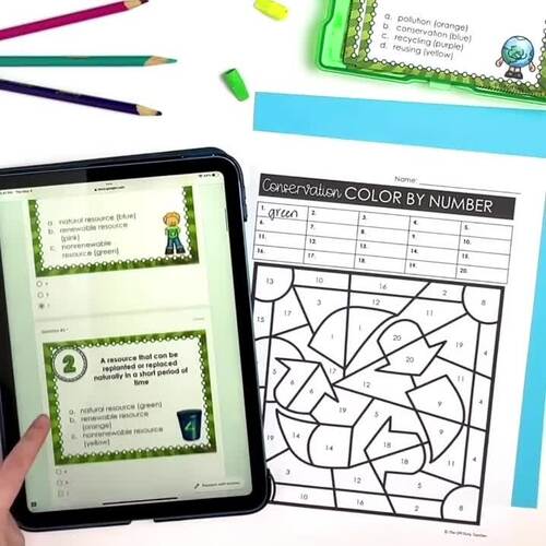Conservation of Natural Resources Task Cards and Color by Number ...
