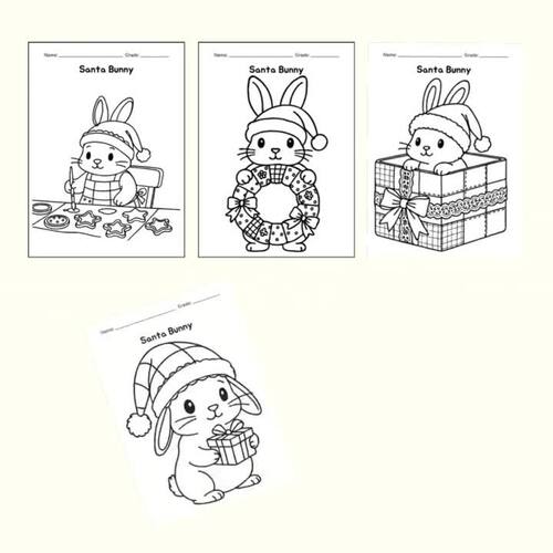 Santa Bunny Coloring Pages – Christmas Bunny Coloring Sheets for Kids