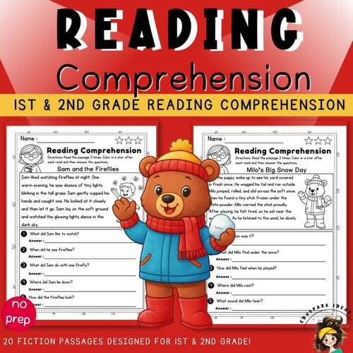 1st & 2nd Grade Reading Comprehension Passages |Fiction Stories with WH ...