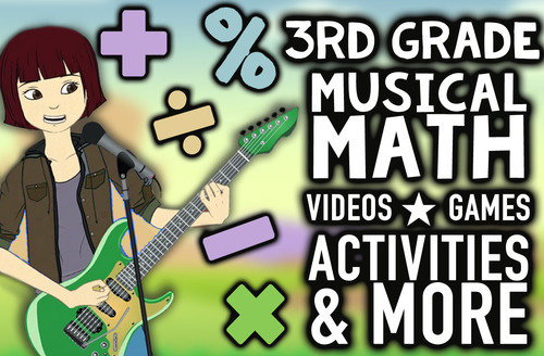 Preview of Musical 3rd Grade Common Core & TEKS Math Review Program with Animations