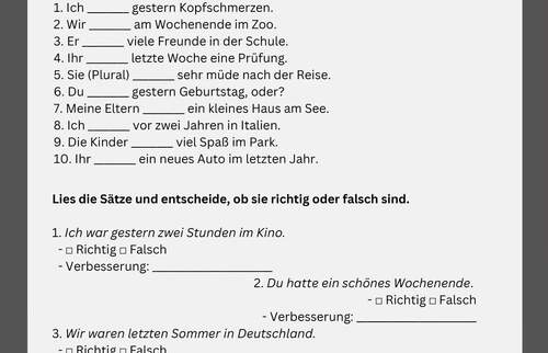 Deutsch als Fremdsprachen - Präteritum von haben und sein - German
