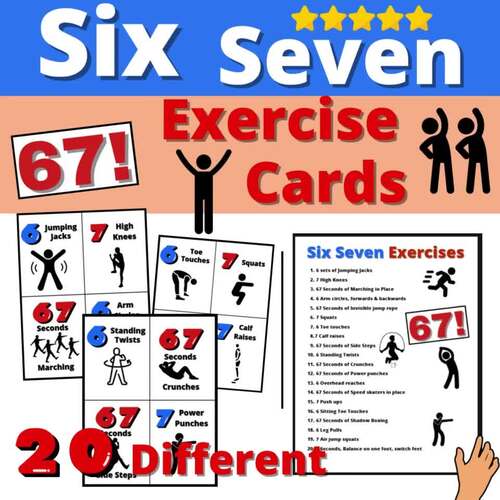Six Seven 67 Exercise Cards Movement Activity 6 7 Activities Game