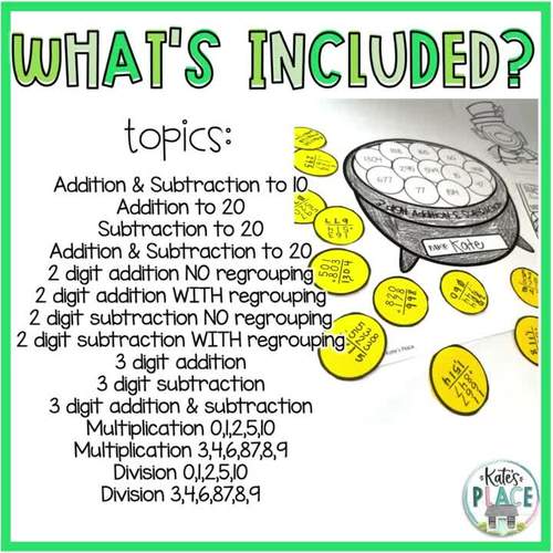 St Patricks Day Math Activity for 1st 2nd 3rd by Kate's Place | TPT