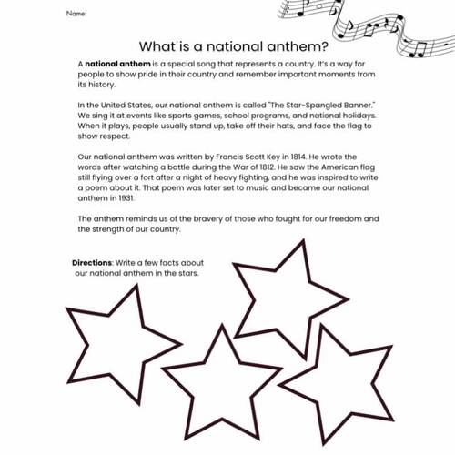 The Star-Spangled Banner National Anthem Activities: History, Lyrics ...