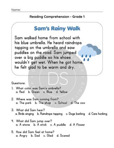 Reading Comprehension Grade 1 - 2 Worksheets Set 4 | 25 Short Stories ...