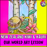 New Zealand Art Project: Kiwi & Kauri Art Lesson Activity 