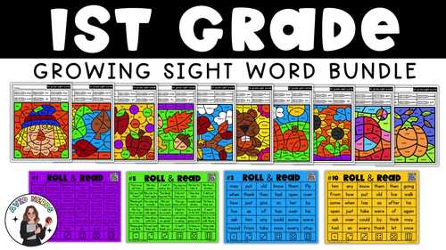 First Grade Dolch Sight Words | Roll and Reads | Color by Codes Growing ...