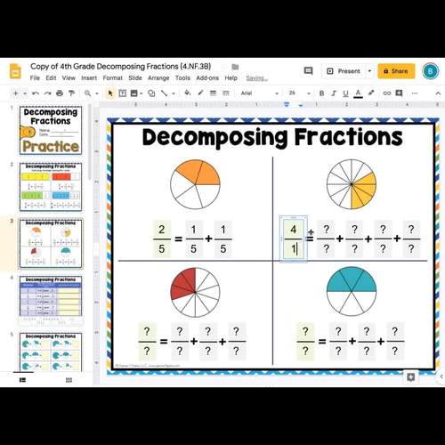 4th Grade Fractions {4.NF.3, 4.NF.3B} Google Classroom