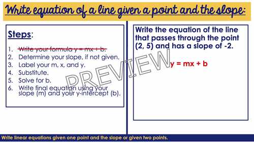 Writing the Equation of a Line Given Point and Slope or Two Points ...