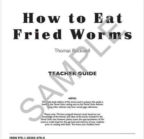 How to Eat Fried Worms Novel Units® Teacher Guide Novel Study | TPT
