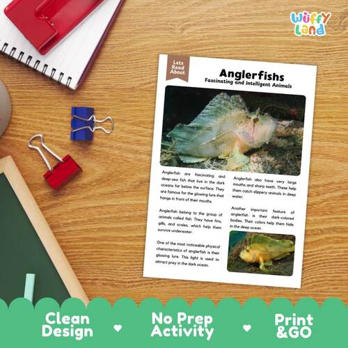 Anglerfish Non Fiction Reading Passage and Questions | Deep Sea Biology ...
