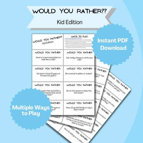 Would You Rather?? Kid Edition Editable by Wicked Good Student Study Hall