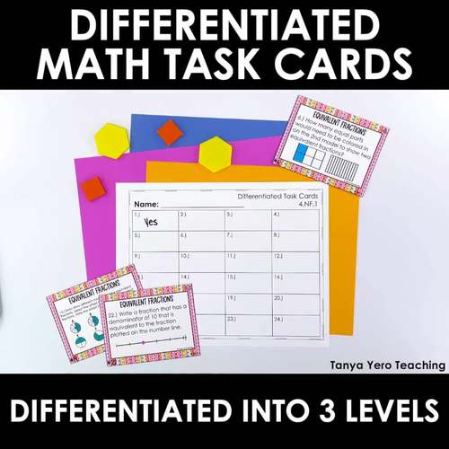 4th Grade Math Task Cards Differentiated Math Centers 4.OA.2 - Word ...