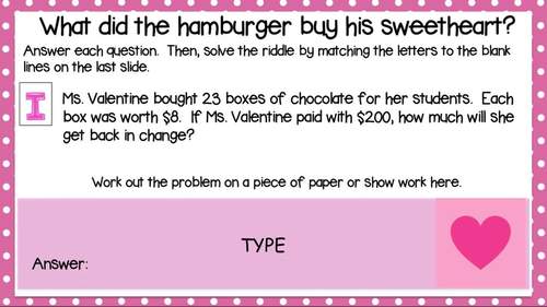 Valentine S Day Math Word Problems For Google Classroom Tpt