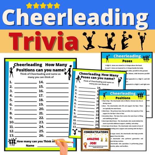 Cheerleading Trivia Activity Positions Poses Cheer Group Team Resource