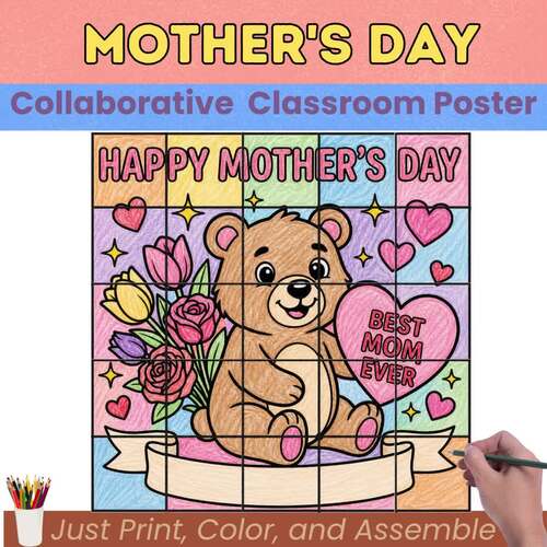 Mother's Day Collaborative Poster | Best Mom Ever Art Activity by Pixel ...